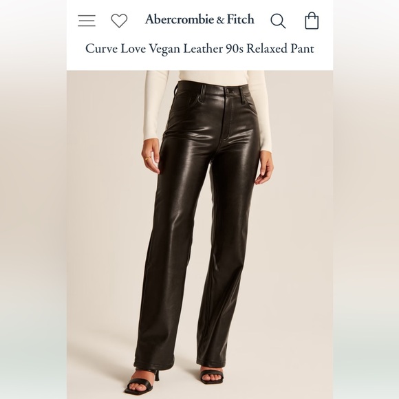 Abercrombie & Fitch Pants - Abercrombie Vegan Leather Curve Love Relaxed Pants